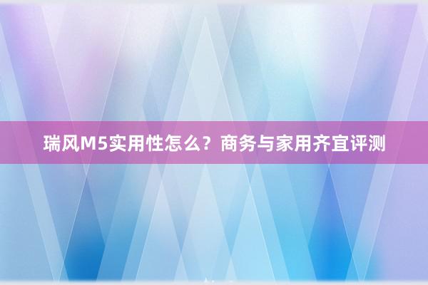 瑞风M5实用性怎么？商务与家用齐宜评测